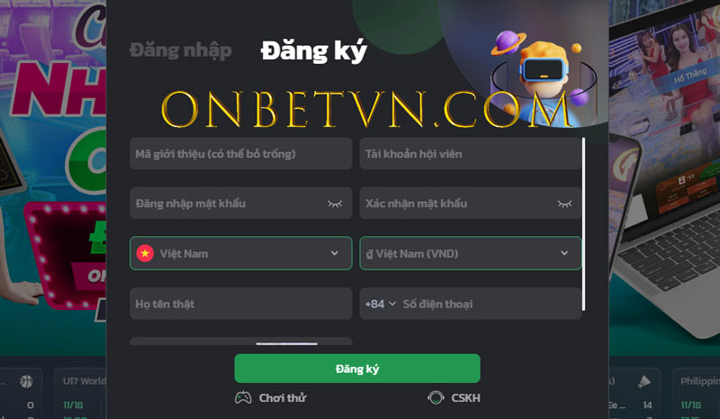 Quy trình đăng ký Onbet đơn giản tại trang chủ ONBETVN.COM cho tân thủ